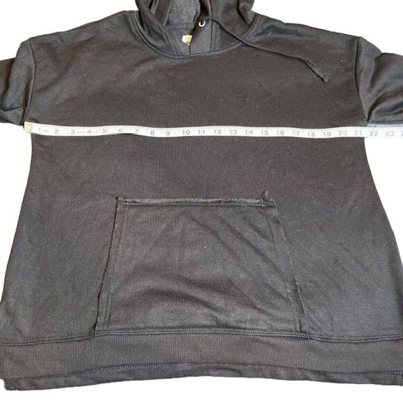 For the Republic French Terry Hoodie Womens Black Kangaroo Pocket Lightweight XS - Picture 7 of 9